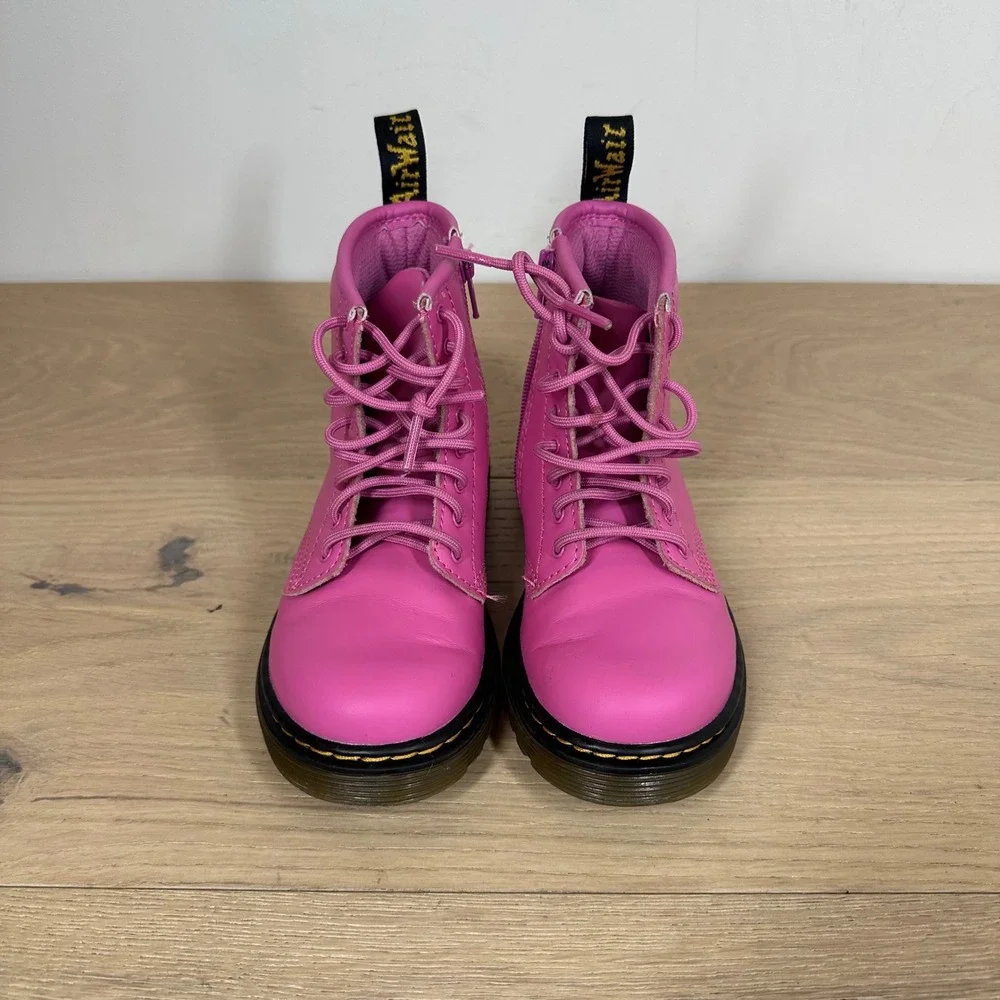 Dr. Martens 1460 Delaney Boots Kids 10 Pink Leather Side Zip Combat 15382670